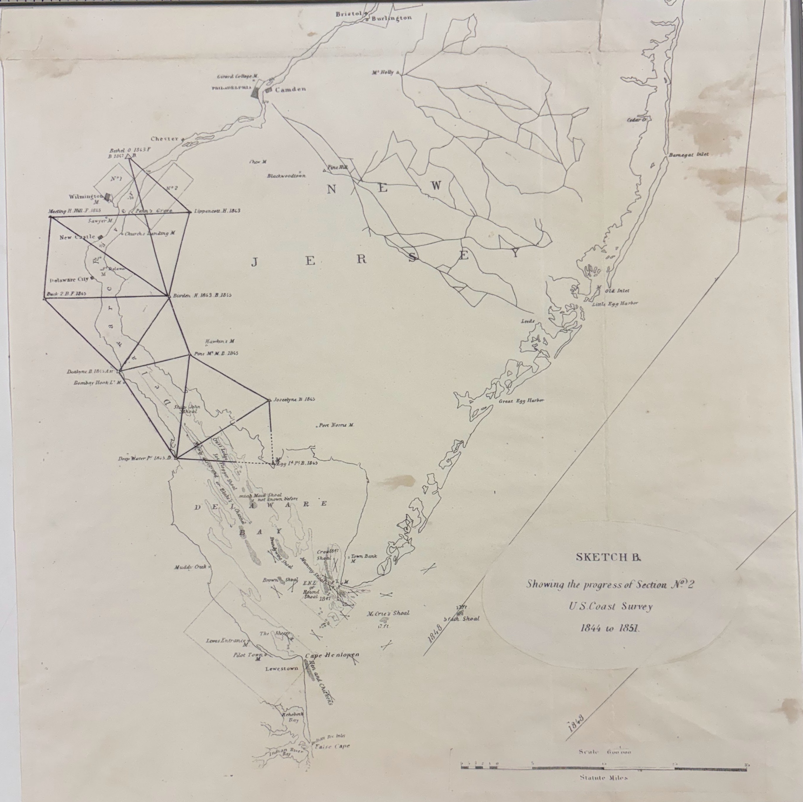 Sketch B. Showing the Progress of Section No. 2, U.S. Coast Survey, 1844 to 1851