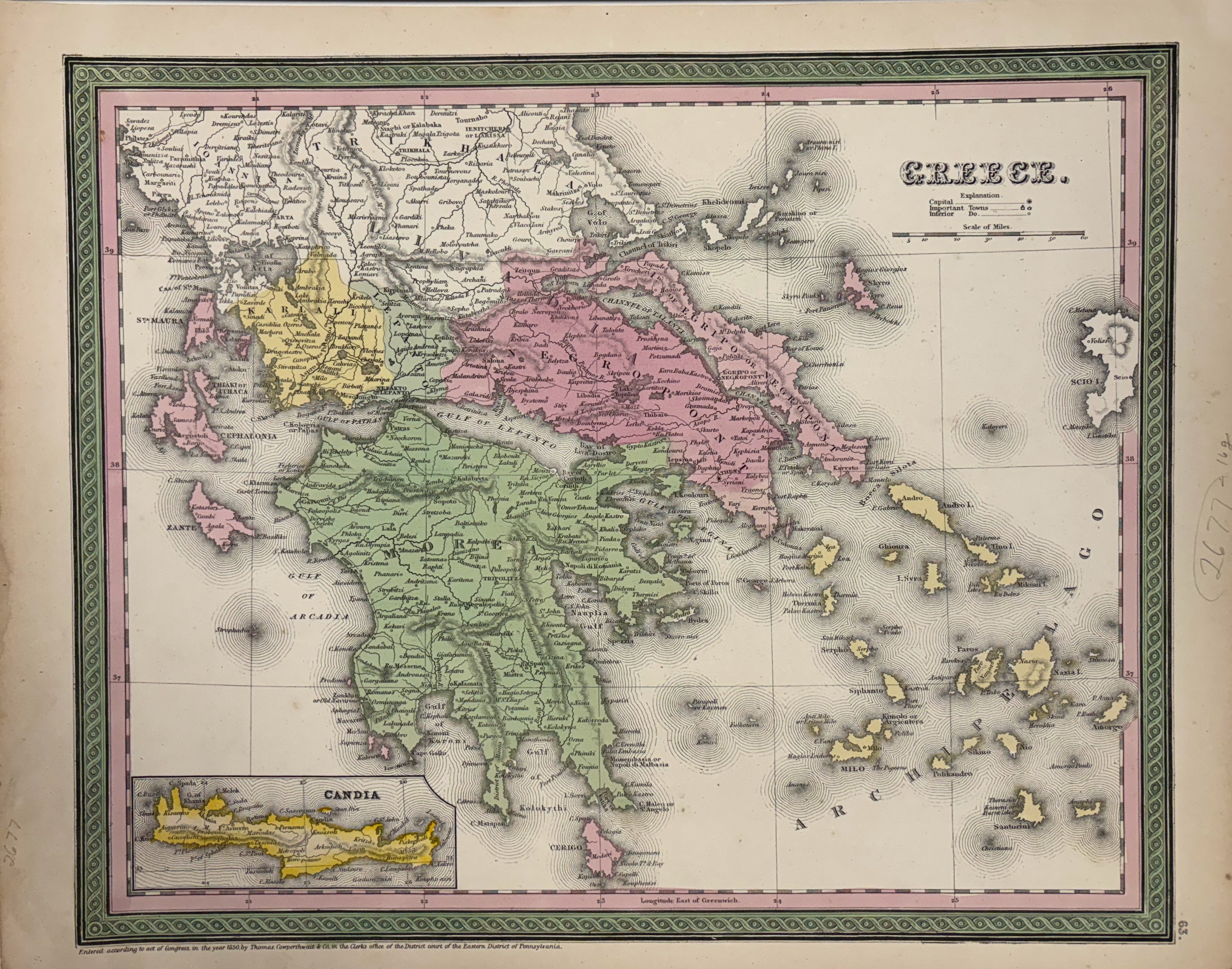 Map of Greece with Inset of Candia