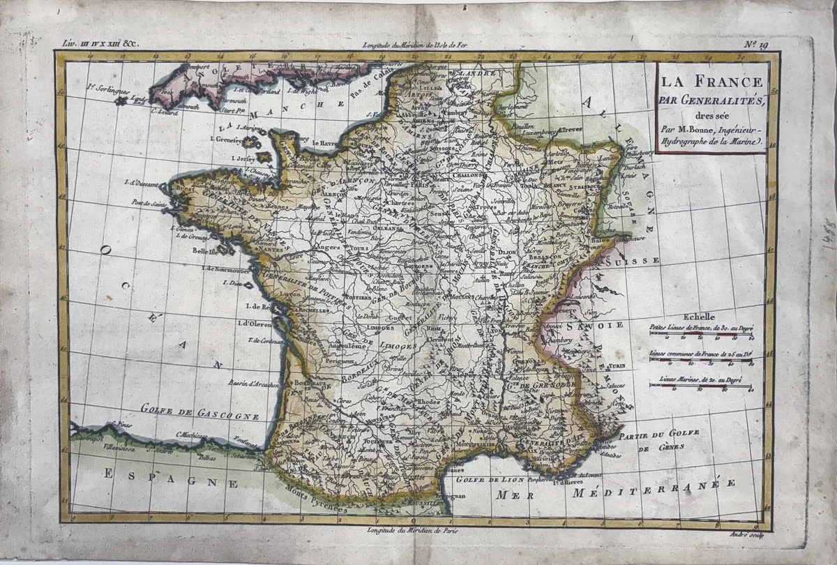 La France par Generalités, dressée Par M. Bonne, Ingénieur-Hydrographe de la Marine