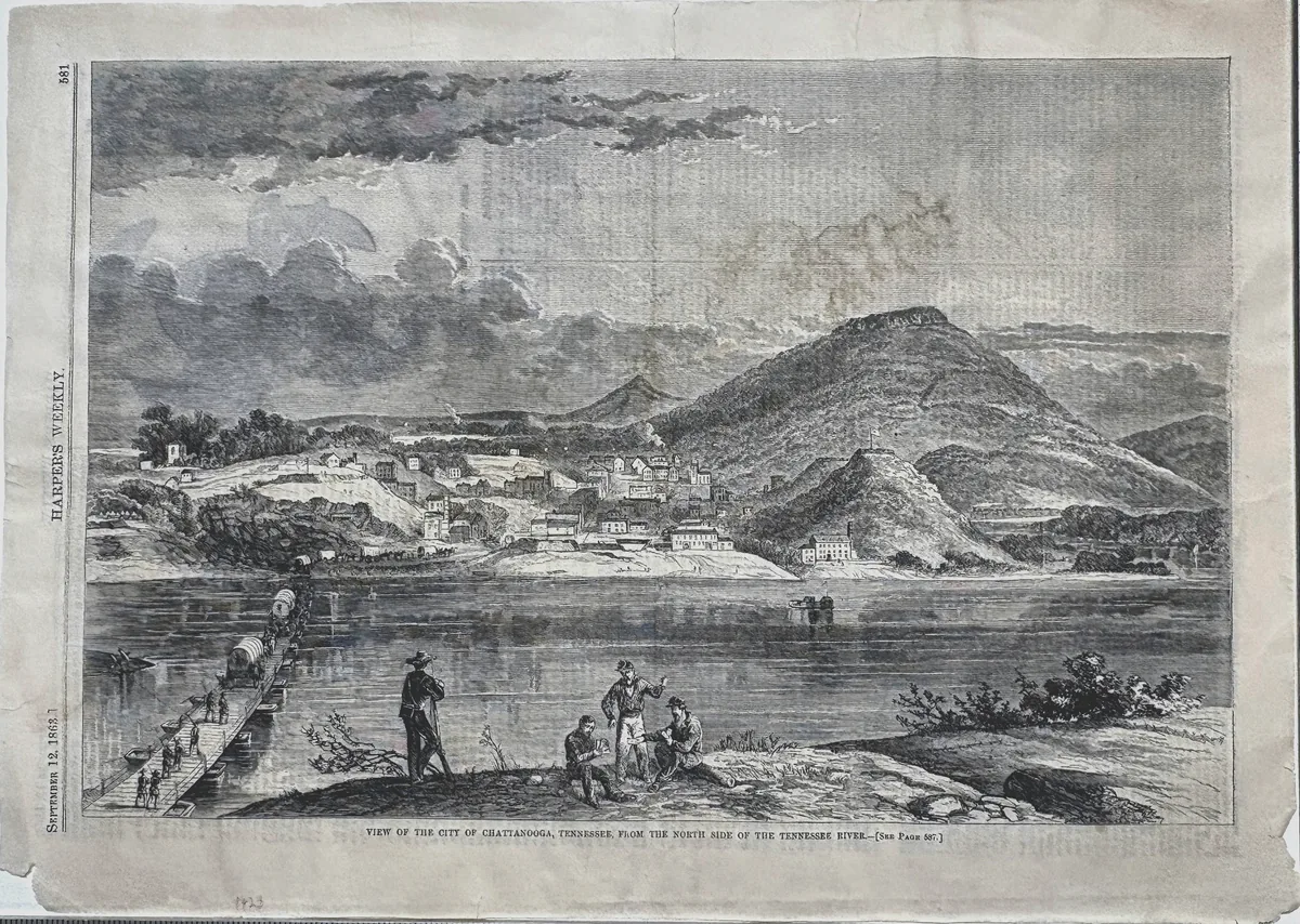 VIEW OF THE CITY OF CHATTANOOGA, TENNESSEE, FROM THE NORTH SIDE OF THE TENNESSEE RIVER.