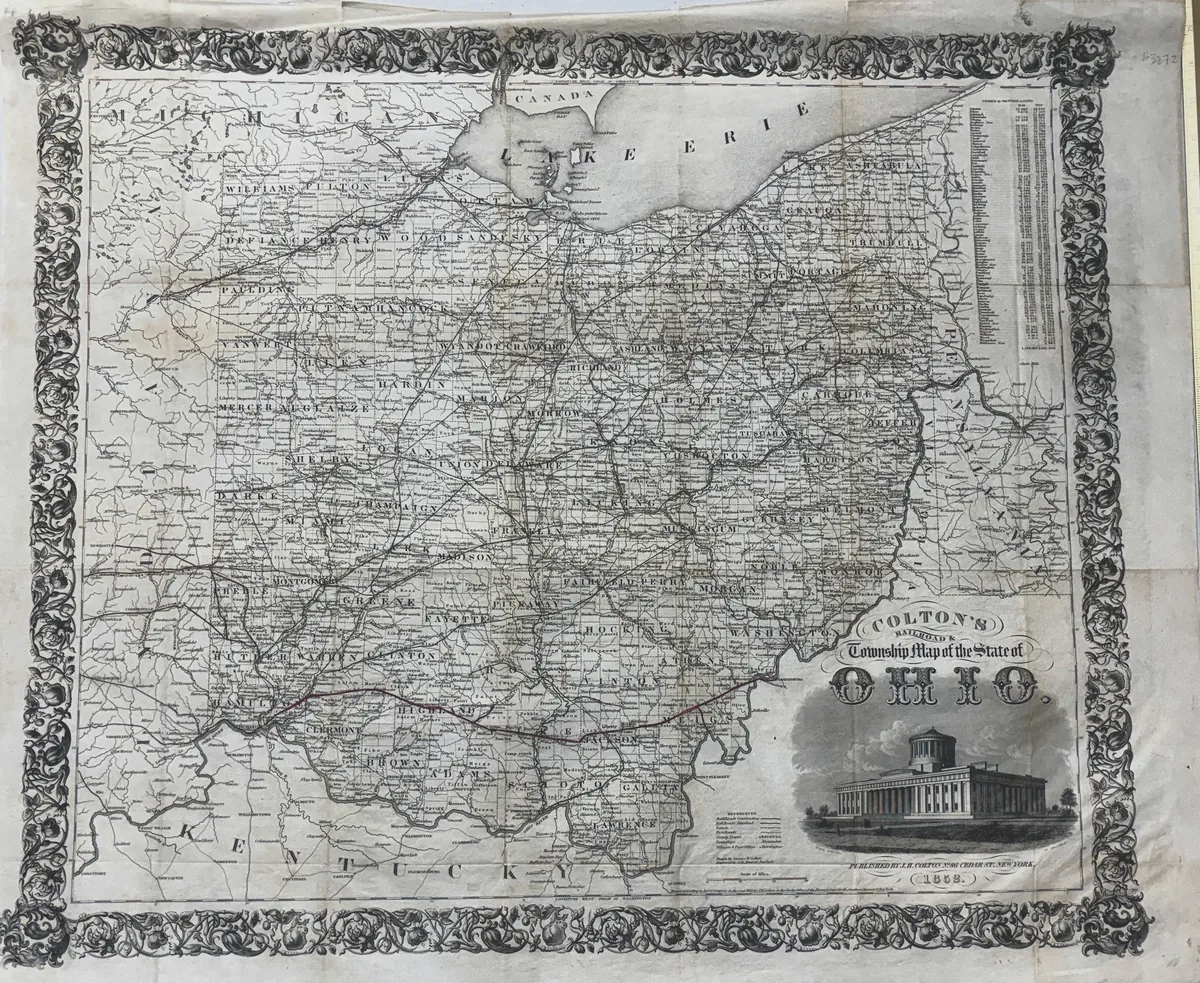 COLTON'S RAILROAD & TOWNSHIP MAP OF THE STATE OF OHIO