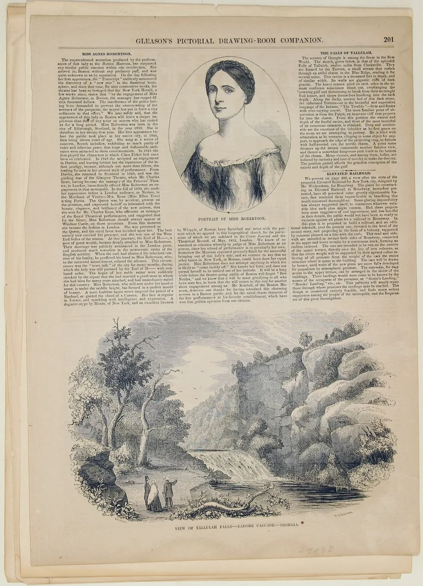 View of Tallulah Falls—Ladore Cascade—Georgia [with Portrait of Miss Agnes Robertson]