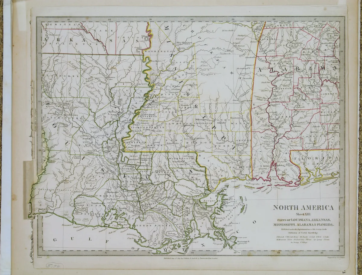 North America Sheet XIII: Parts of Louisiana, Arkansas, Mississippi, Alabama & Florida
