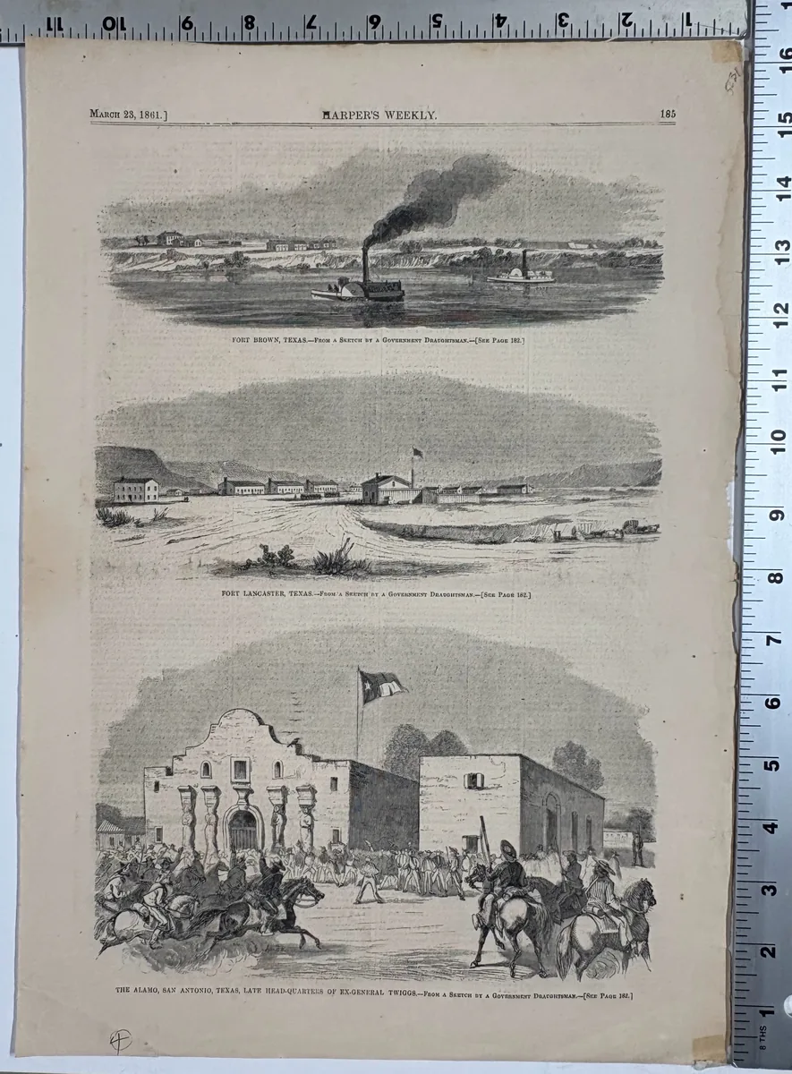 Fort Brown, Texas; Fort Lancaster, Texas; The Alamo, San Antonio, Texas