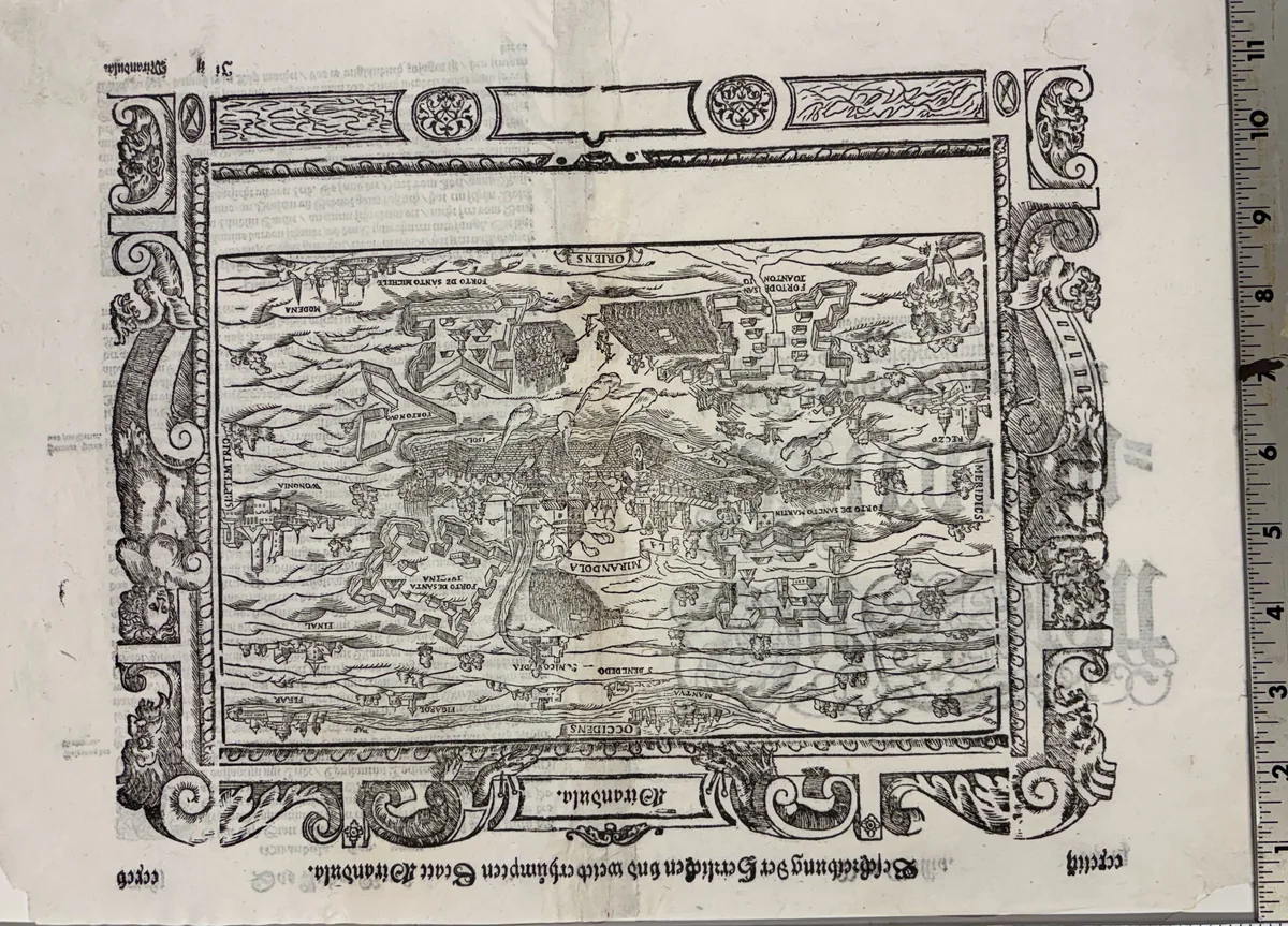Beschreibung der herlichen und weit berümpten Statt Mirandula (Map and View of Mirandola)