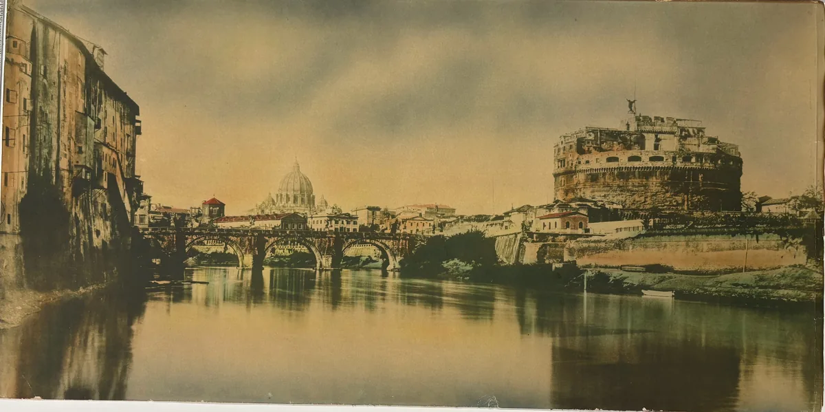 Panoramic View of Castel Sant'Angelo and St. Peter's Basilica Across the Tiber, Rome