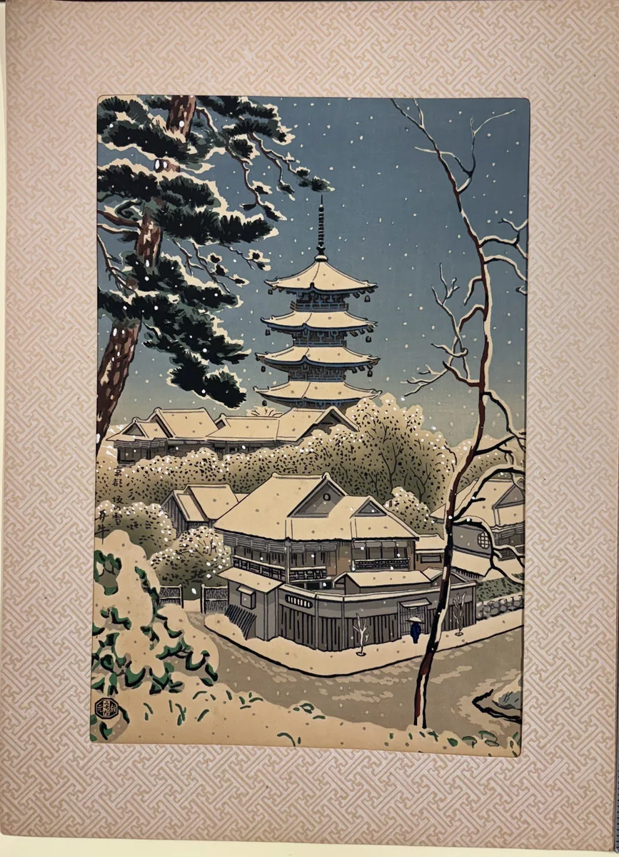 Shin-Hanga Masterpieces Portfolio Album: Yasaka Pagoda in Snow